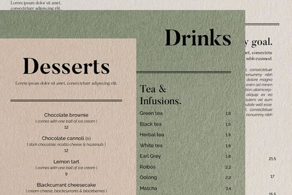 Formaty menu restauracyjnego
